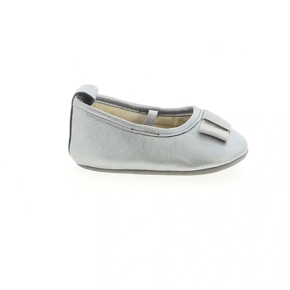 Carter's Ballerina Slippers Silver with Pink Bow Size 2